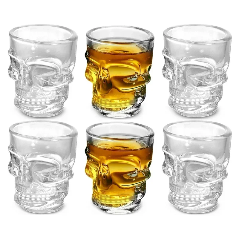 

1/2Pcs Skull Head Shot Glass Cup Creative Clear Crystal Wine Cup Liquor Whisky Vodka Beer Steins for Party Bar Halloween Gifts