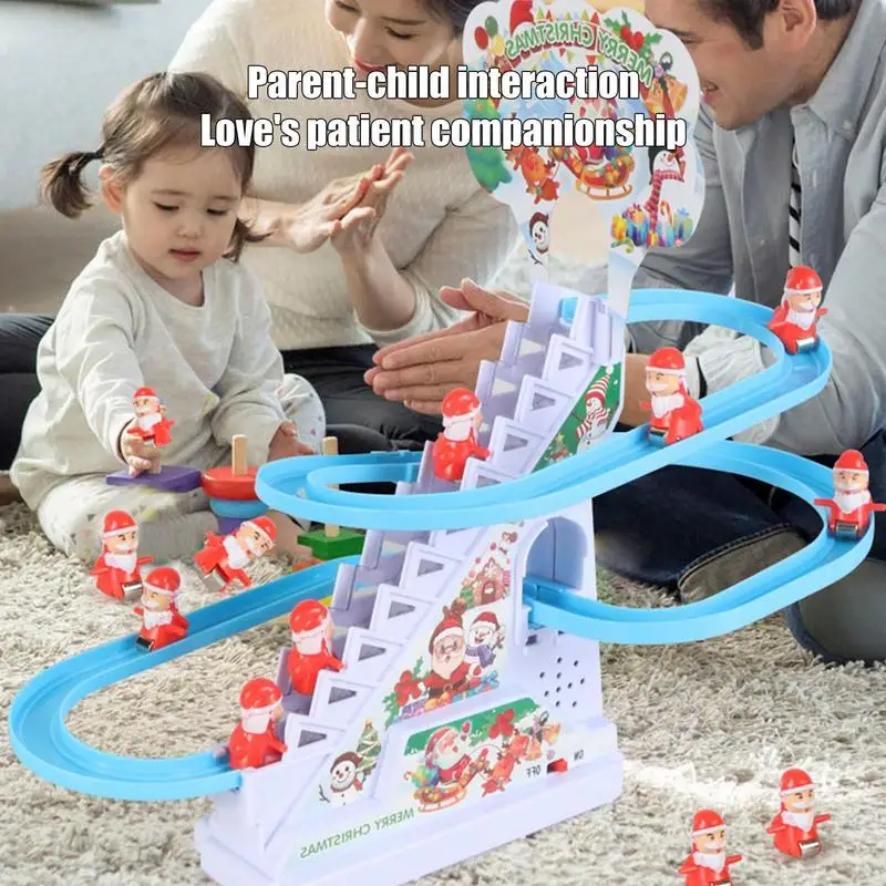 Santa Claus Treppen Klettern Spielzeug Automatische Klettern Leiter Puppe Elektrische Weihnachten Schiene Rutsche Musik Spielzeug Weihnachten Dekoration Kinder Geschenke