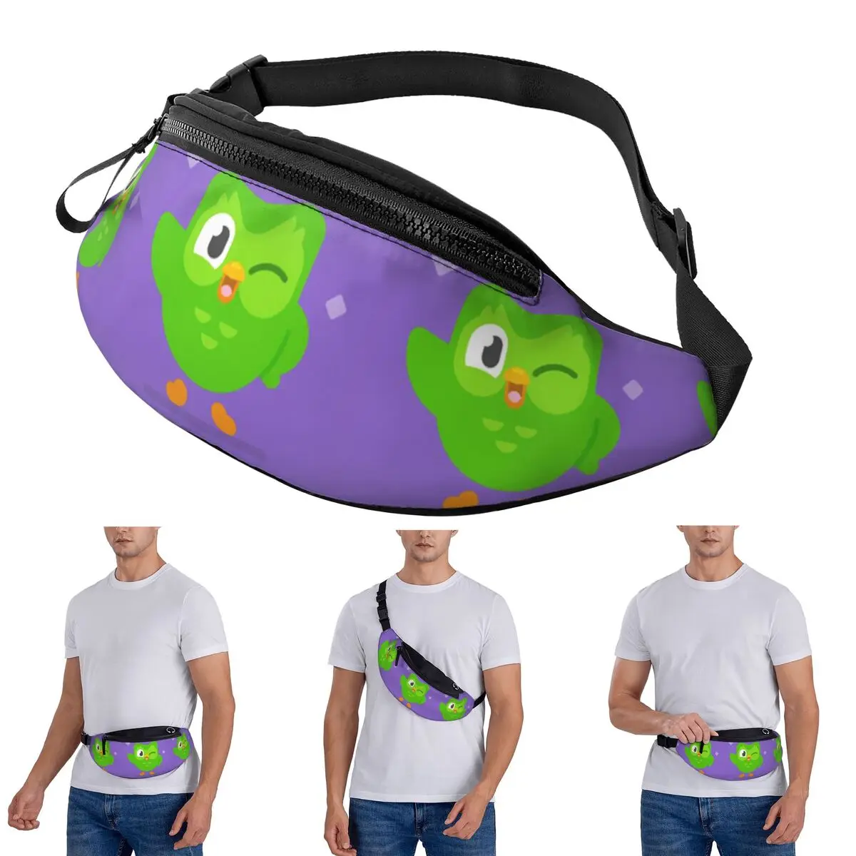 

Поясная сумка через плечо Duolingo Owl Duo для мужчин и женщин, поясная сумка для путешествий, бега, денег, чехол для телефона