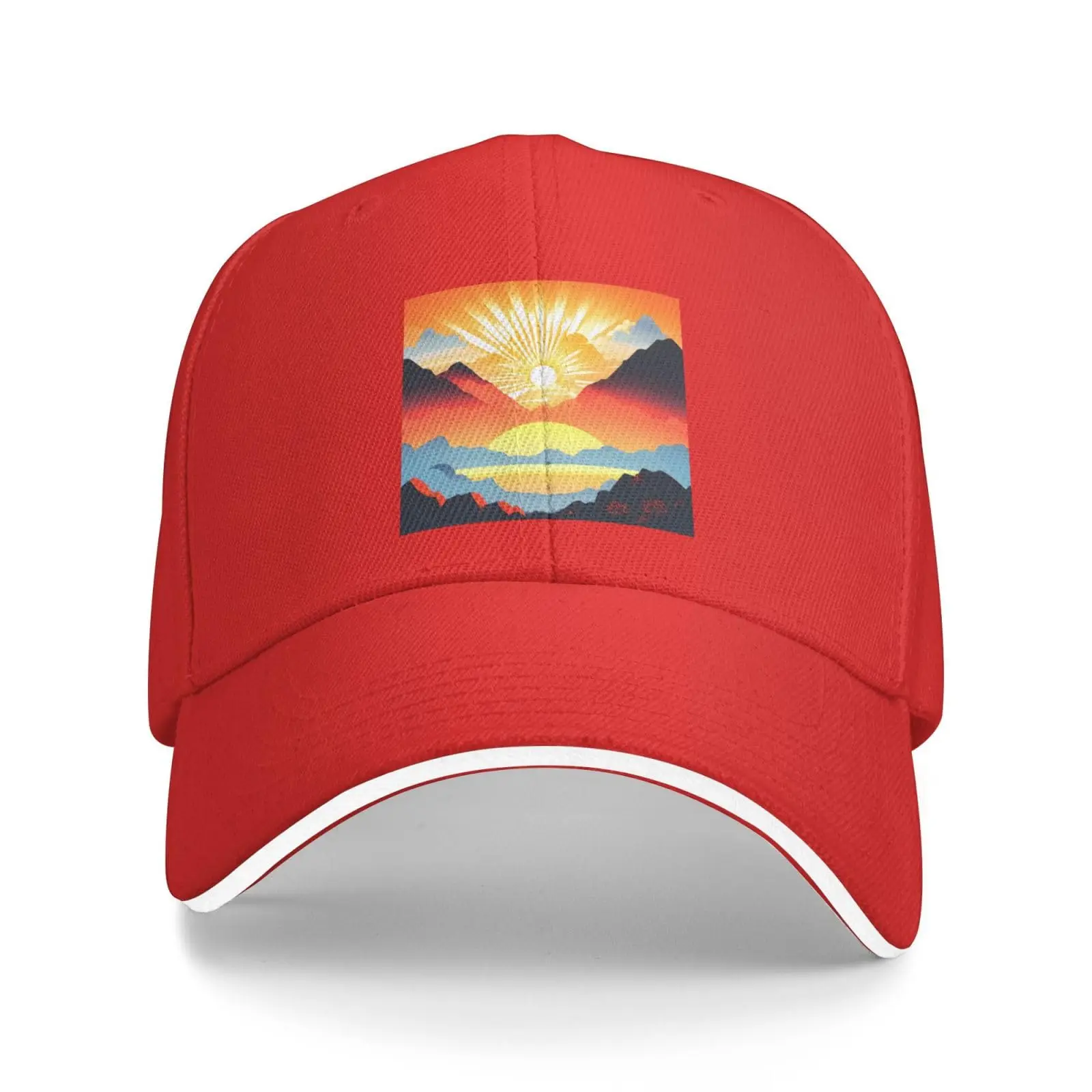 Bright Sunrise Prints Casual General Baseball Cap Breathable Outdoor Sports Hat Fishing Sunshade Hat For Beach Vacation