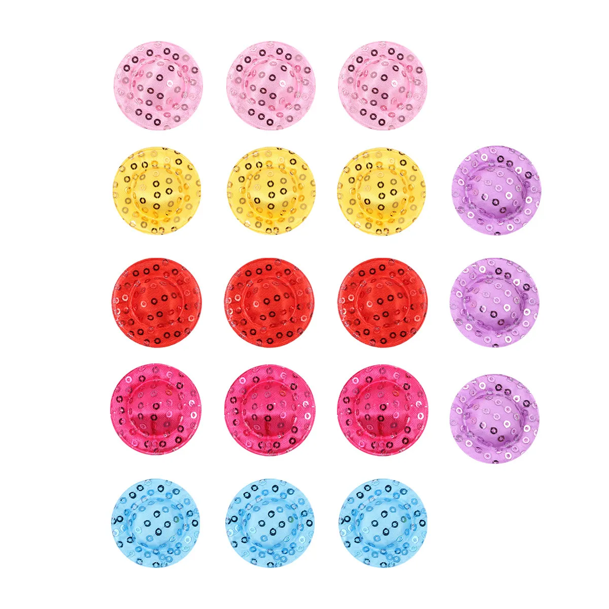 24 Peças Mini Chapéus com Lantejoulas de Aba Larga para Decoração DIY, Bonés Artesanais nas Cores Vermelho, Rosa, Amarelo Claro, Azul Celeste, Roxo e Rosado