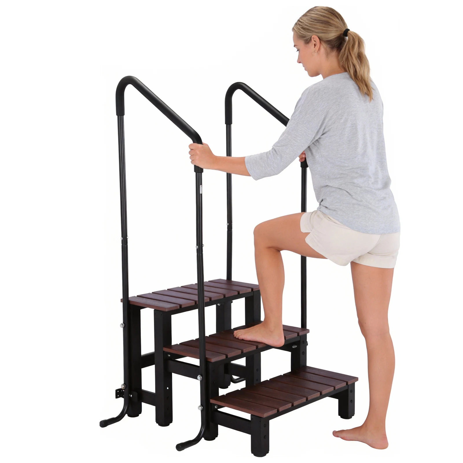 Tub Steps with Anti-slip Handrail Spa Bathtub Step Ladder with Railing 550lbs