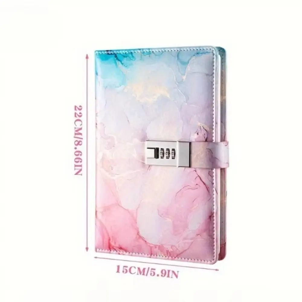 180 Pages A5 Journal Notebook Thickened Protecting Secrets Diary Book Waterproof PU Leather Password Book with Lock Gifts