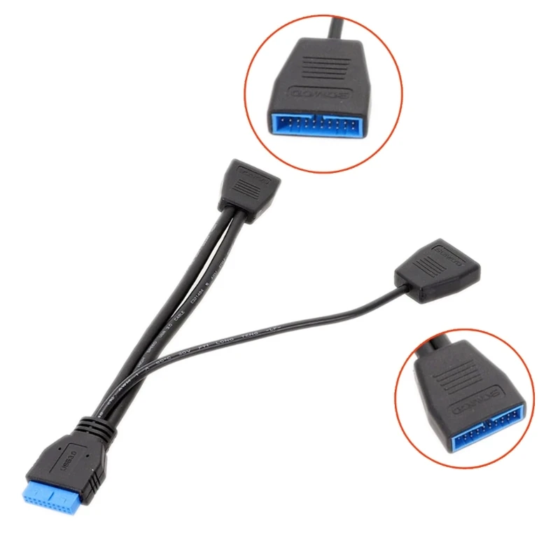 19Pin USB Header USB3.0 1 to 2 Splitter Internal USB Hub for Computer Motherboard 200mm Dropship