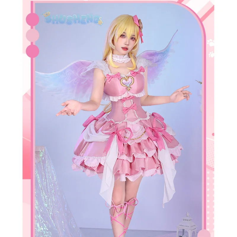 

Hoshimiya Ichigo Cosplay Anime Aikatsu! Series Costume Wings Accessories Earrings Cute Pink Lolita Halloween Party Dress Uniform