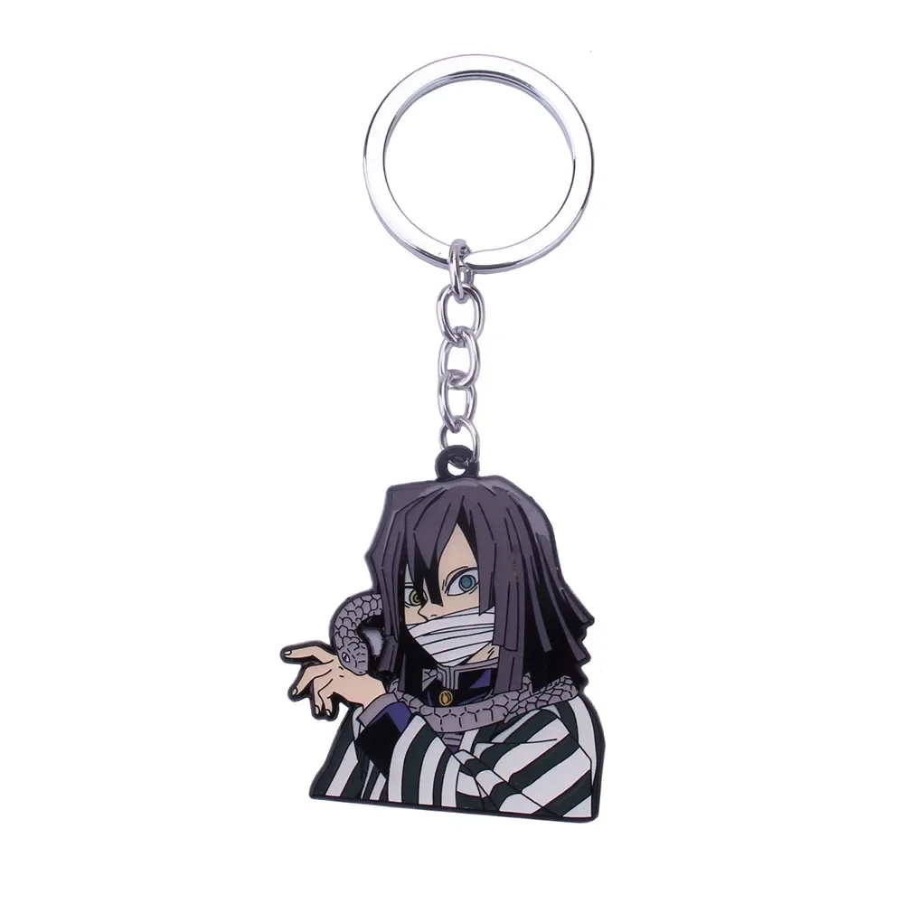 Demon Slayer Kamado Tanjirou Enamel Pendant Keychain Mens Iguro Obanai Shinazugawa Sanemi Metal Key Ring Anime Fans Cos Jewelry