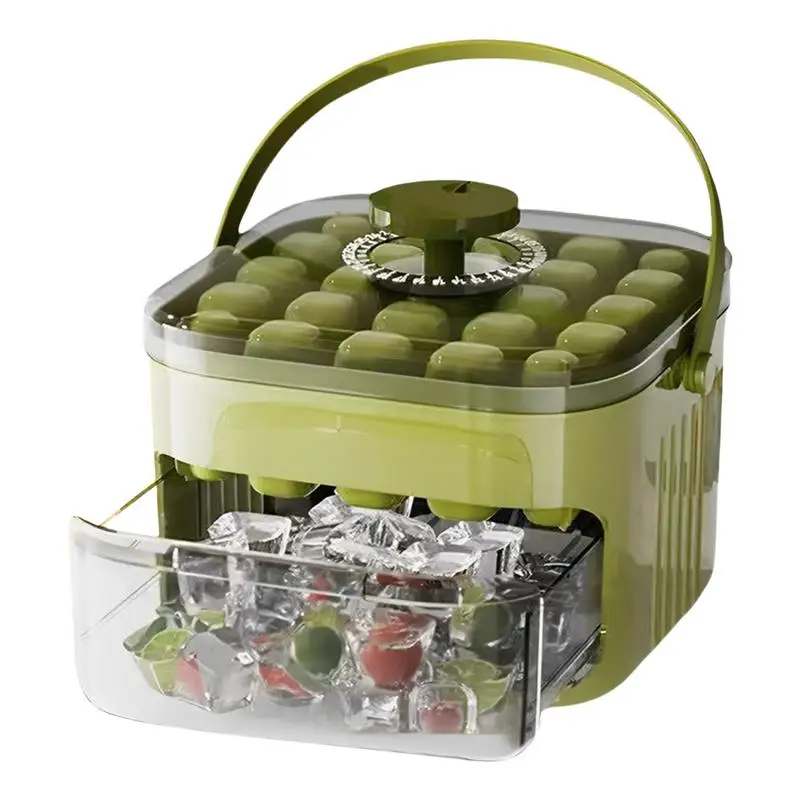 

25 Cube Ice Maker With Easy Press Caps Double Layer Press Portable Design Household Ice Storage Ice Box Kitchen Accessories