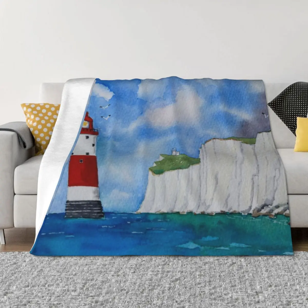 

Beachy Head Lighthouse. Throw Blanket Moving Weighted Vintage funny gift Blankets