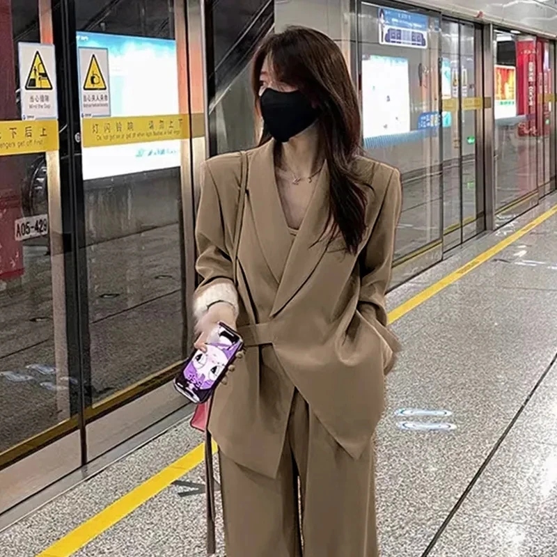 

Office Lady Solid Color Long Sleeve Cardigan Women' S Clothing Spring Autumn V-Neck Casual Formal Fashion Suits Blazers Tops