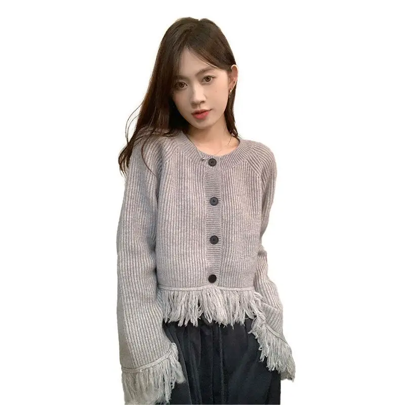 Tassel Fashion Women Sweaters 2024 Autumn Winter Pullovers Korean Knitwears Long Sleeve Clothes Knit Top Ladies Button Sweater