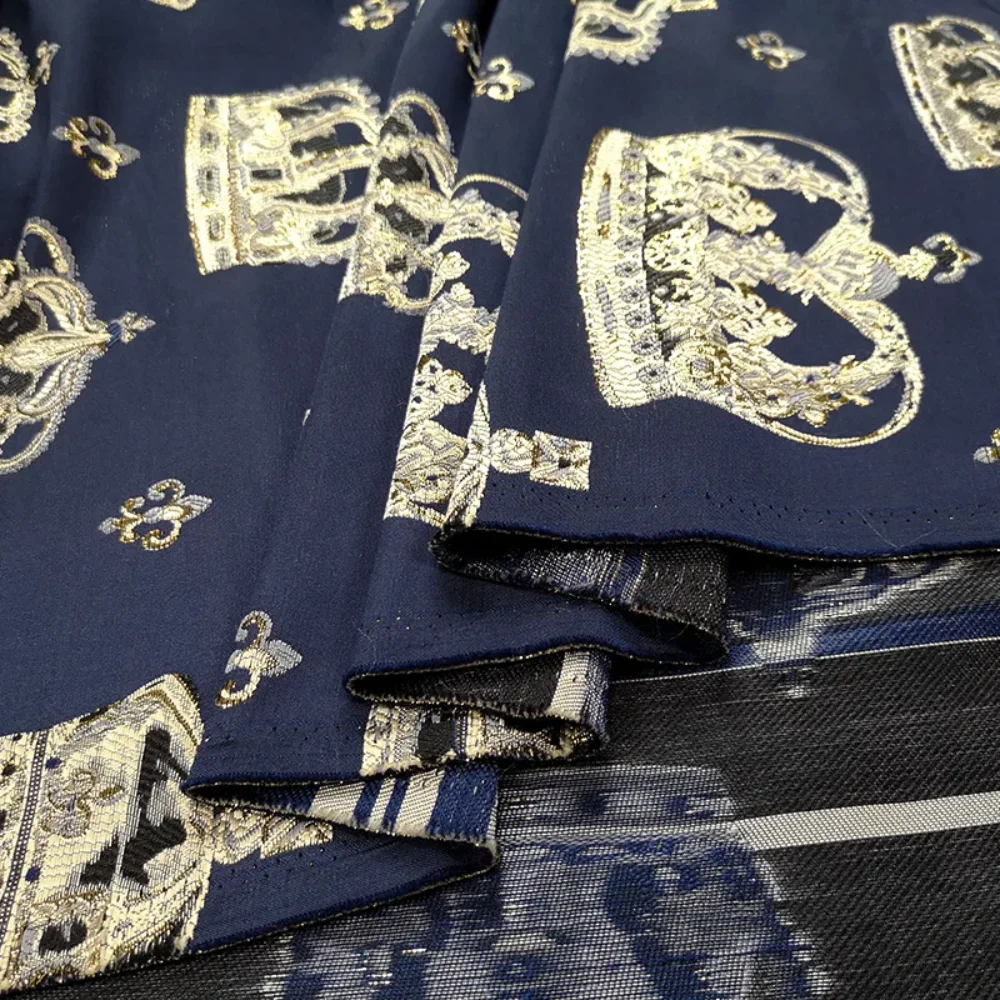 Jacquard Brocade Fabric European Brand Fashion Gold Double Layer Material Spring Autumn Trench Coat Dress Suit Jacket Fabrics