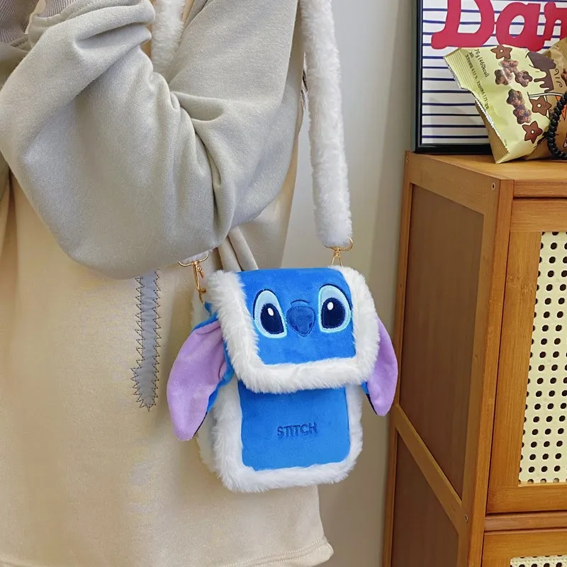 Disney Plush Bag Kawaii Stitch Shoulder Bag 17cm Dale Lotso Strawberry Bear Stuffed Backpack Chest Bag Handbag Stuffed Toys