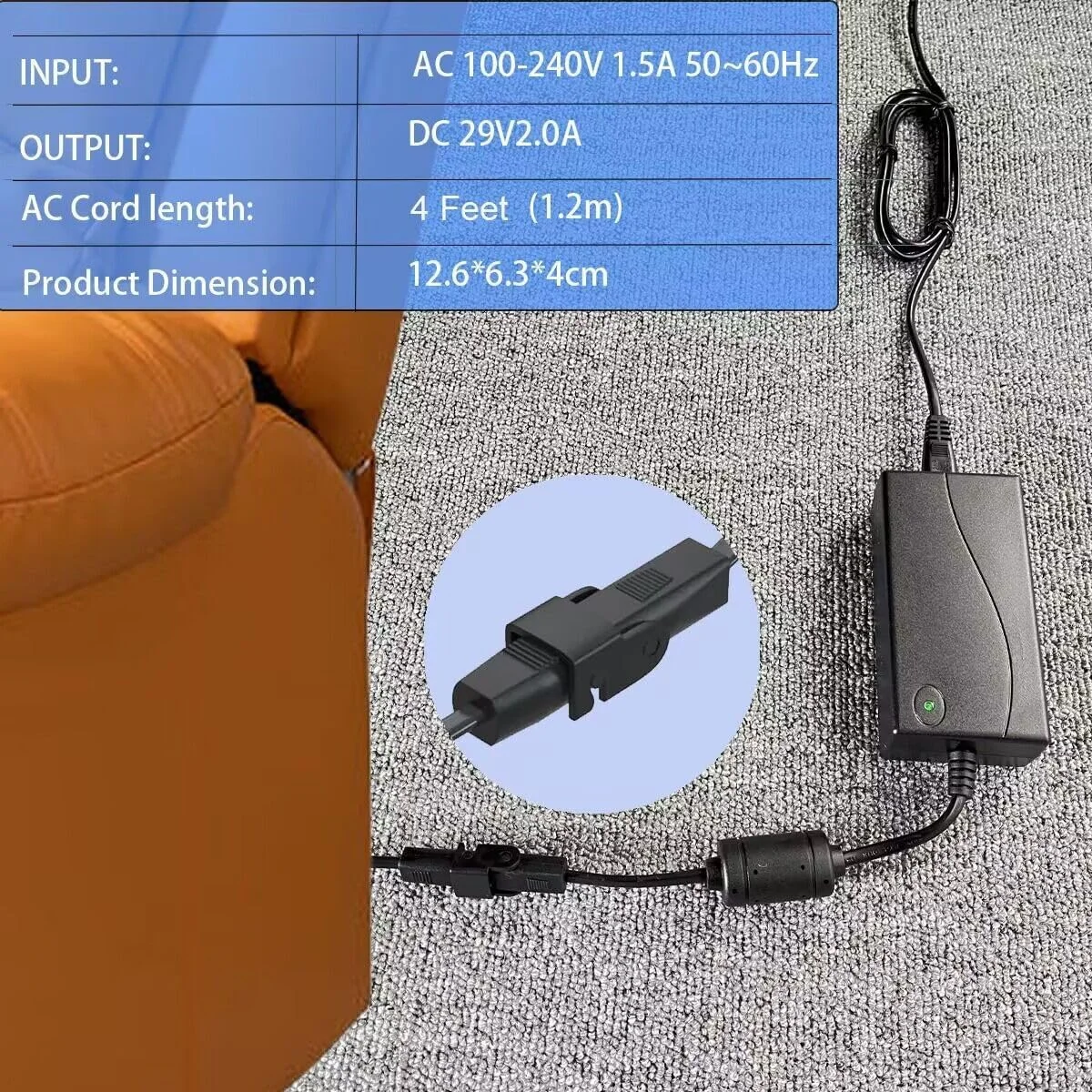 Netzteil DC 29V 2A für Liege Sofa Stuhl Ladegerät Schalttransformator für OKIN LIKE Limoss Überlastschutz – Detail 7