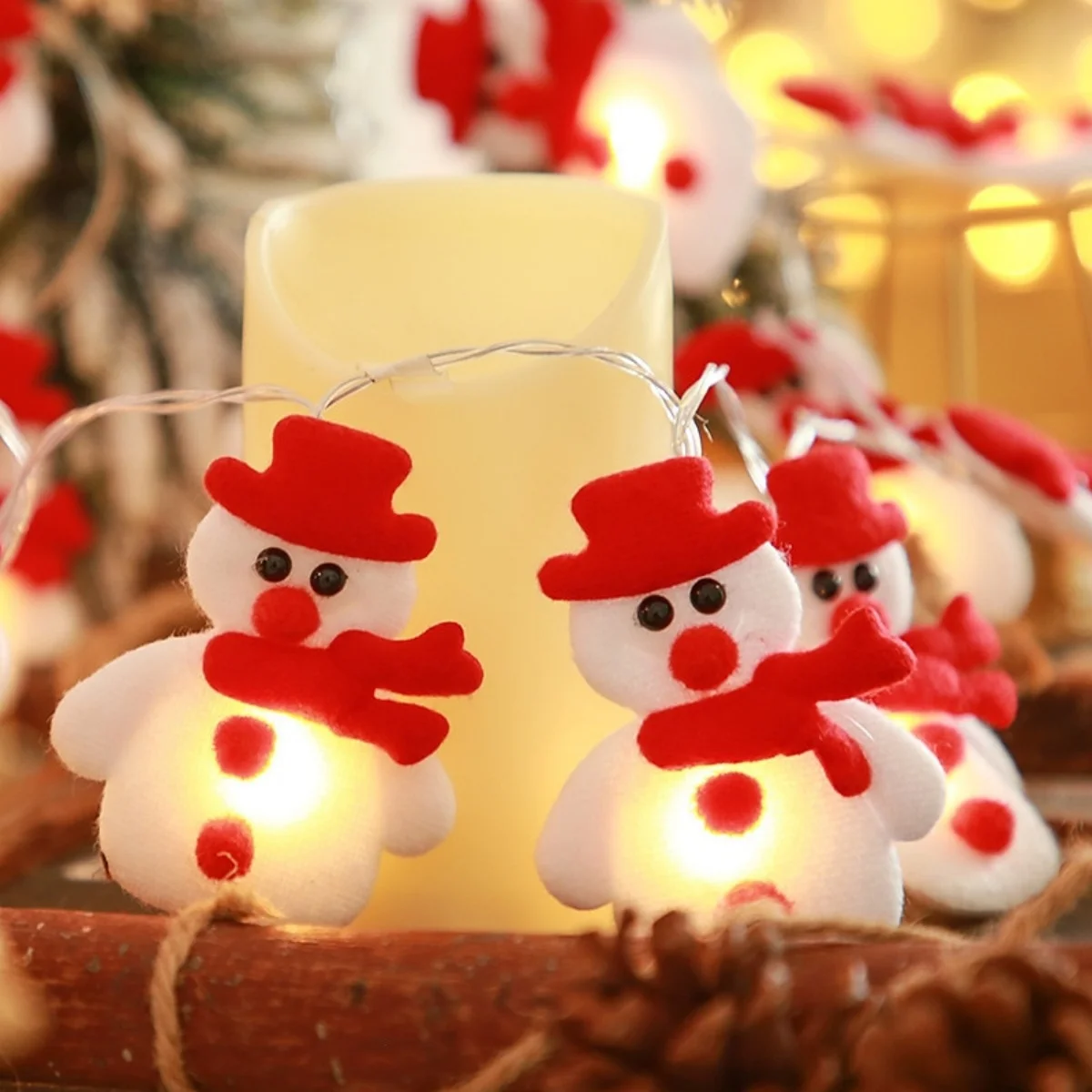 1pc Christmas Cartoon Character 10/20LED String Lights Santa Snowman Reindeer Battery Operated Fairy Light For Indoor Xmas Decor