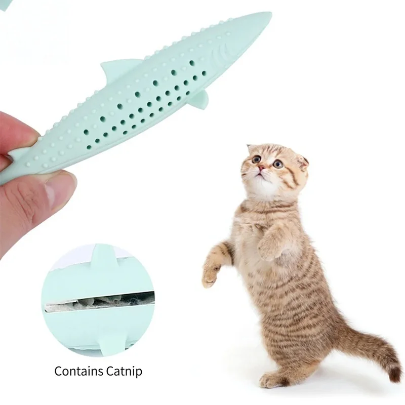 

Cat Supplies Silicone Mint Fish Pet Cat Toys Catnip Soft Clean Teeth Toothbrush Chew Molar Stick Toys for Cats Cat Accessories