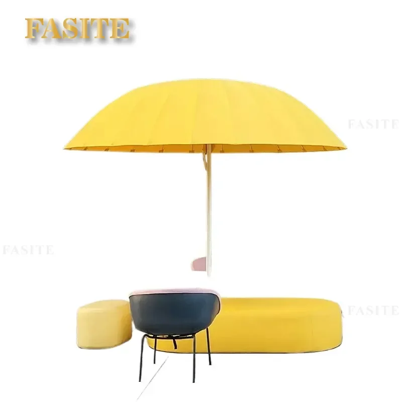 For Outdoor Shading Glass Fiber Mid Column Umbrella Commercial Villa Yard Homestay Designer Patio Sunshade Durable Large