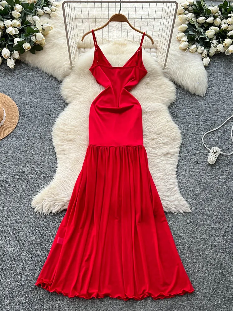 Vestido Longo Sexy de Verão para Mulheres, Saia em A de Cintura Alta com Camada de Tule, Vestido Sem Alças Estilo Coreano de ...