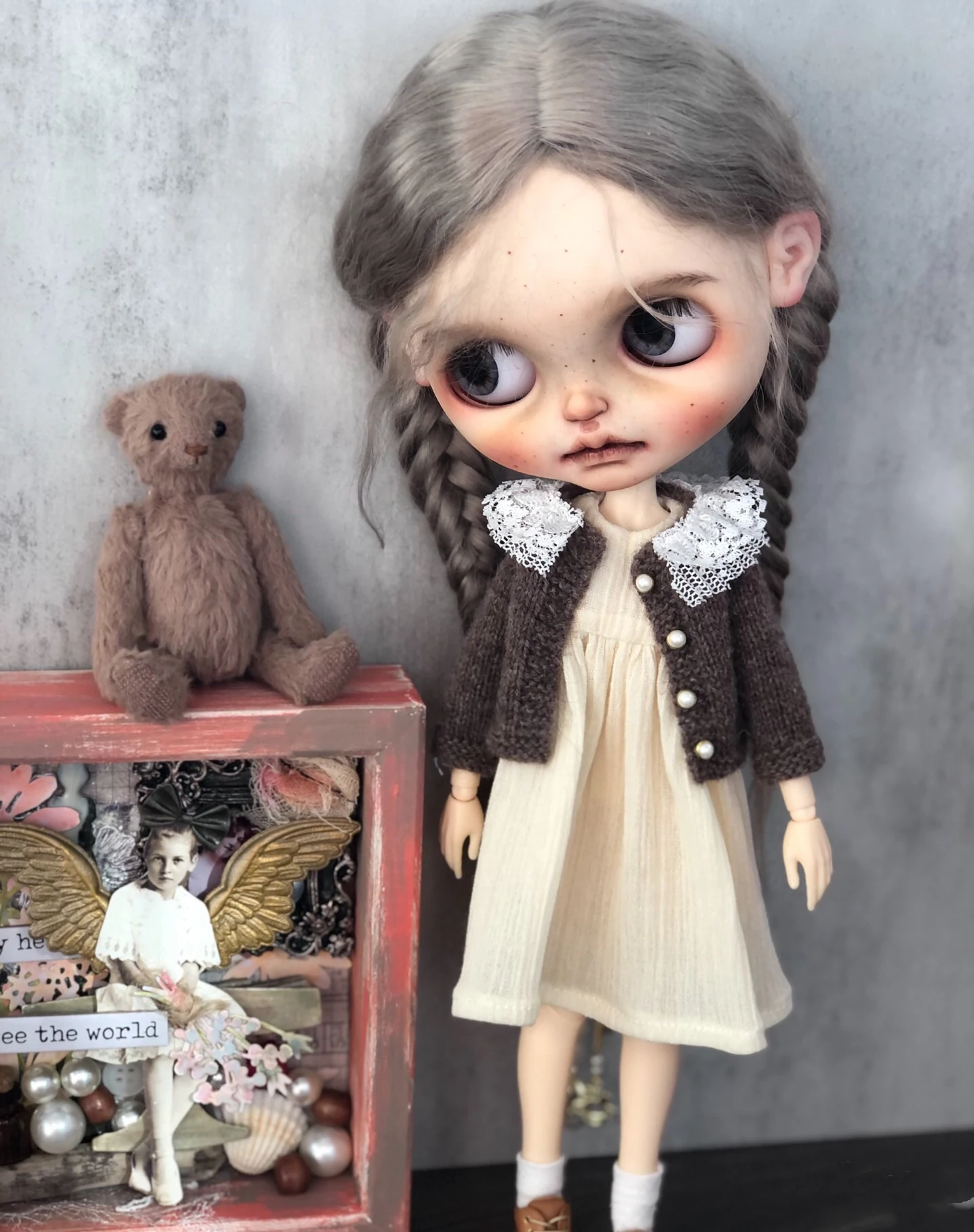 

BJD Blythe Clothes Hand-woven sweater and skirt dress 1/6 30cm Dolls (Fit for Pullip,Ob24, Licca)