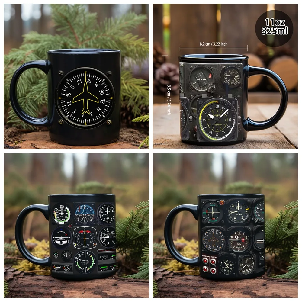 Bestseller New Products, Plane Dashboard, Space Shuttle Creative Black Ceramic Coffee Mug Best Gifts