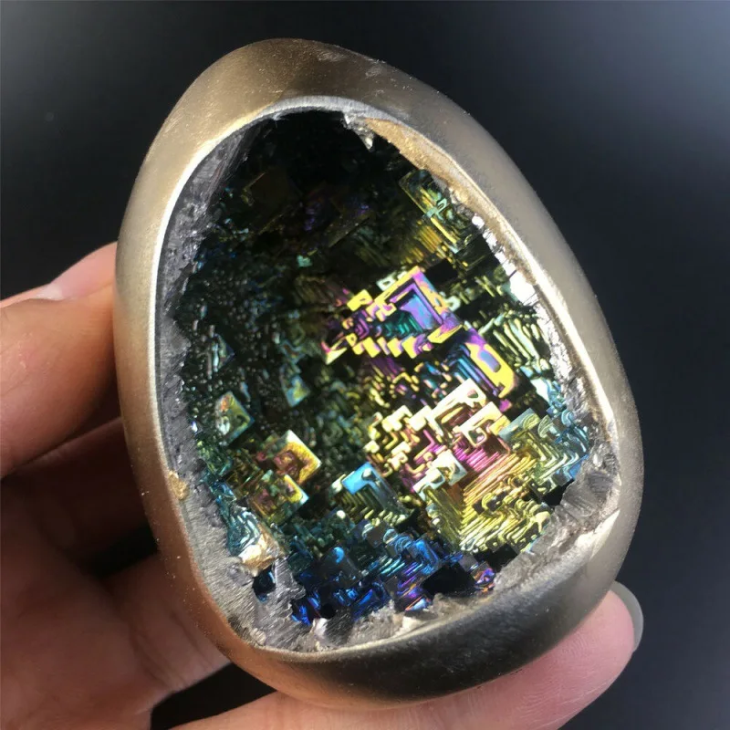 Beautiful Egg-Shaped Rainbow Bismuth Ore Mark Crystal Ore Healing Mineral Products Rainbow Bismuth Crystal Mineral Specimen