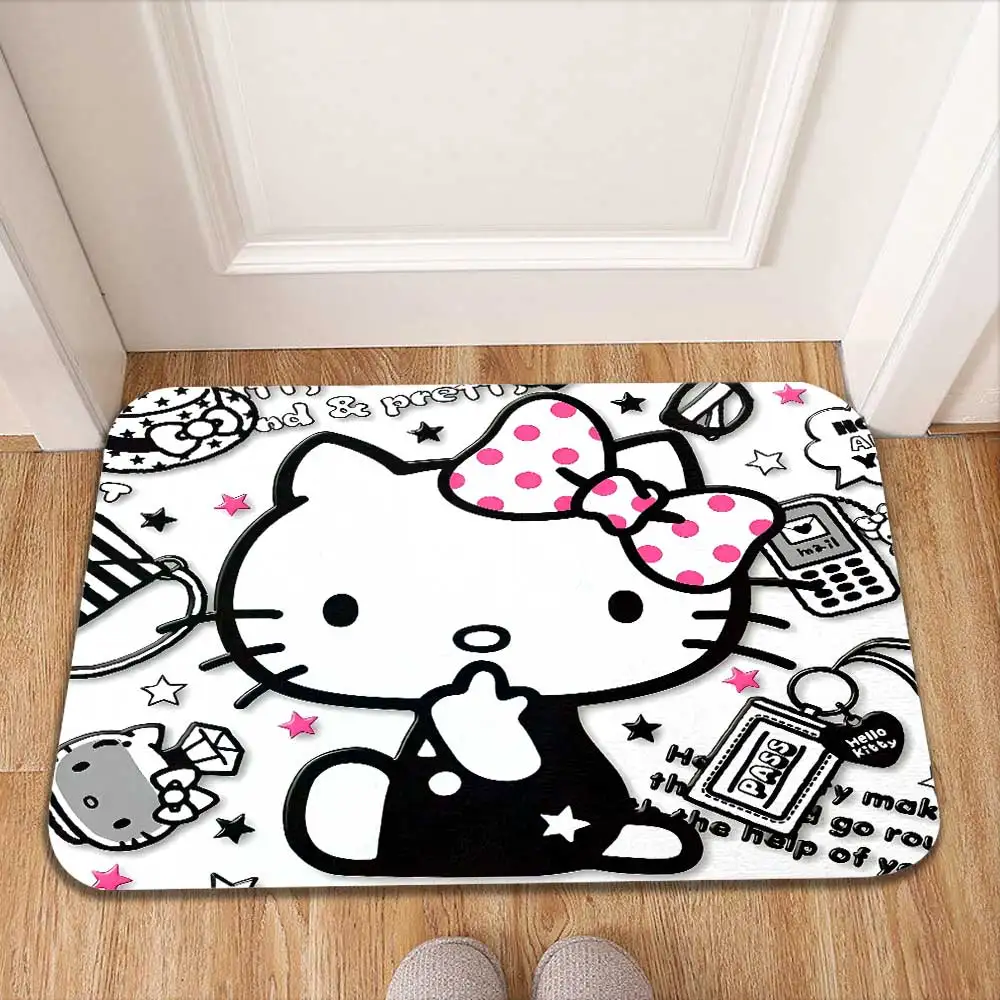

Black Kitty Soft Room Carpets Modern Home Decor Entrance Mat Area Rug Hallway Mats Kitchen Decoration Motorcycle Carpet Bath