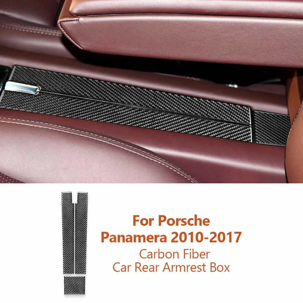 

For Porsche Panamera 2010-2017 Carbon Fiber Car Back Row Armrest Box Panel Decorative Stickers Styling Auto Interior Accessories