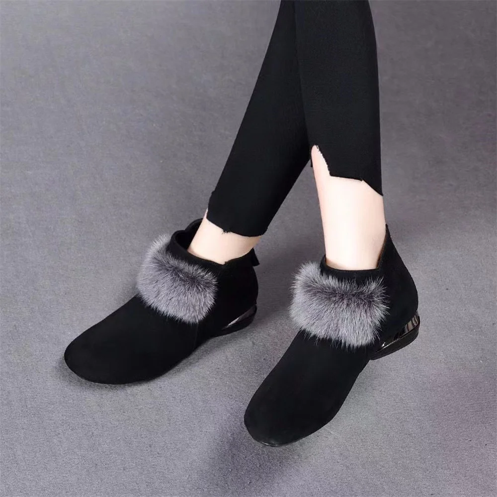 Fashion Boots Women's 2024 New Fashion Joker Thick-heeled Boots Winter Plus Velvet Warm Women's Boots