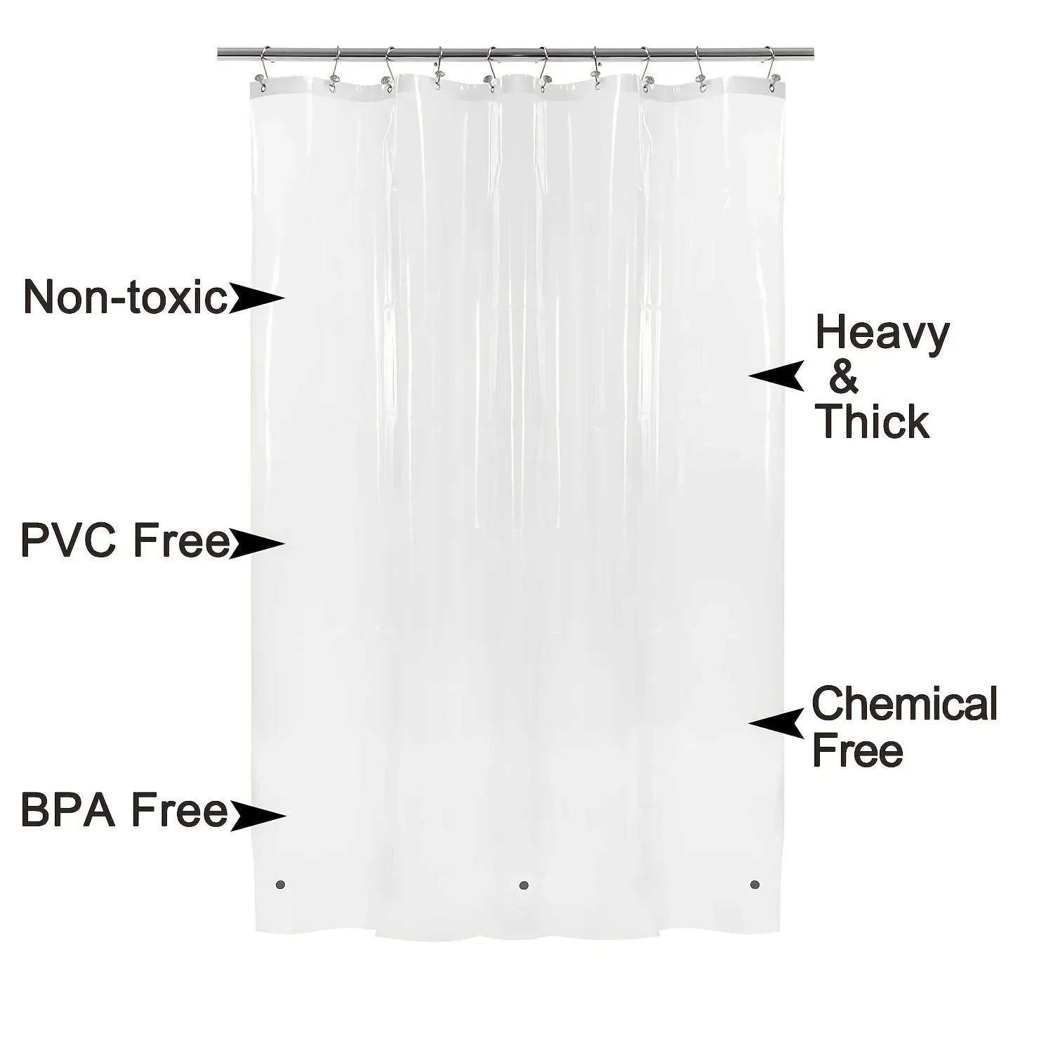 1pc Clear Peva Shower Curtain Liner - 71x72in, 3 Magnets, Metal Grommets, No Chemical Smell, Easy Install & Maintain