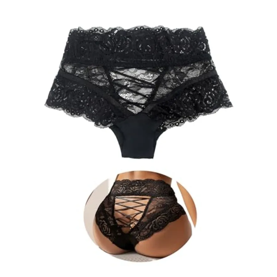 

ohyeah Criss Cross Lace Panties Lace Boyshort Panties Plus Size Lace Underwear Sexy Cheeeky Underwear XS-4XL