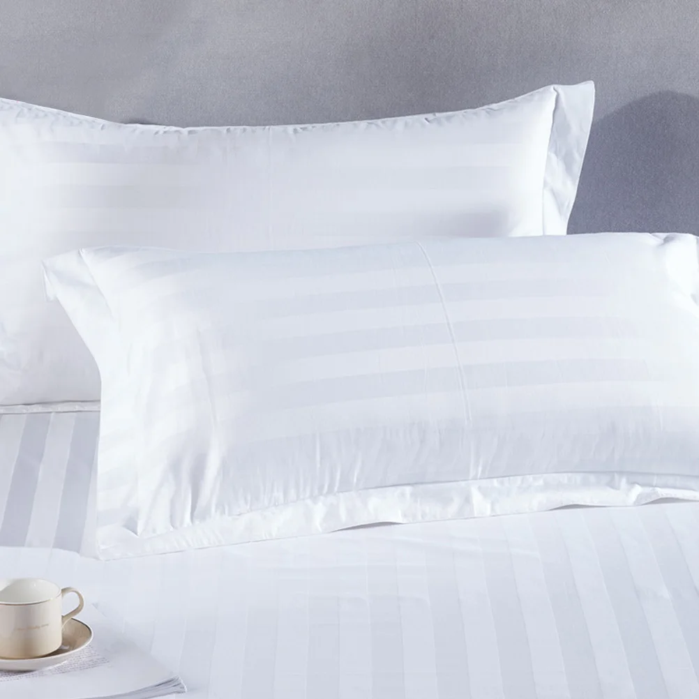 

2Pcs 80x50cm Cotton Pillow Case Imitated Fade Resistant Washable Bedding for Hotel Guesthouse Pillowslip