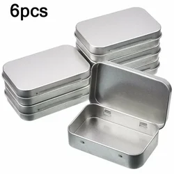 6Pcs Mini Metal Tin Silver Flip Storage Box Tool Box Money Coin Candy Key Business Card Storage Box