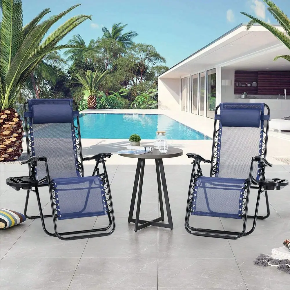 

Sweetcrispy Set Of 2 Zero Cravity Lounge Chairs,Ergonomic Adjustable Lying Angle Sturdy Steel Mesh Support,Outdoor Patio Folding