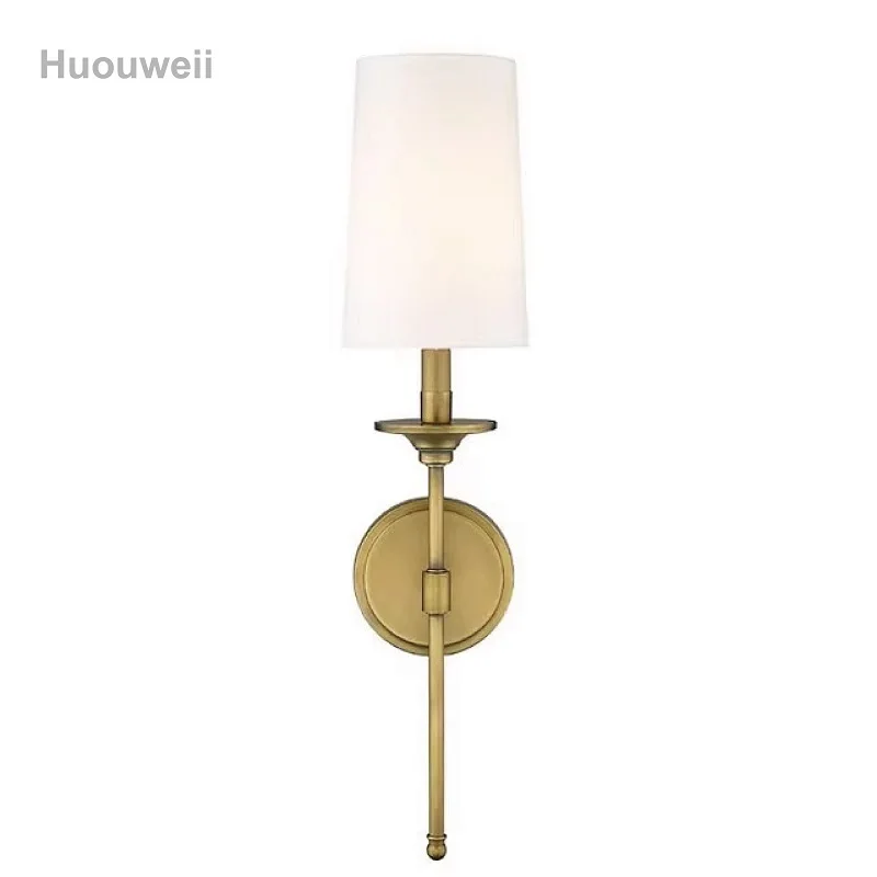 Simple Copper Bedroom Bedside Wall Lamp Modern Living Room Background Wall Fabric Atmosphere Wall Lamp Corridor Balcony Lamp