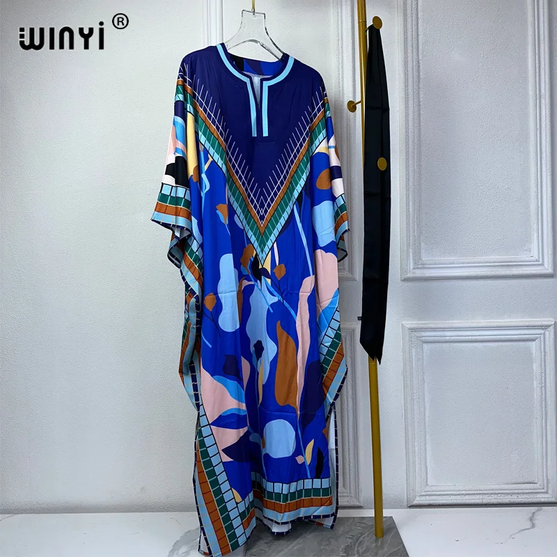 WINYI muslim\'s dresses for woman maxi dress fashion kaftan Floral Print Kaftan abaya dubai luxury summer Bohemian party dress