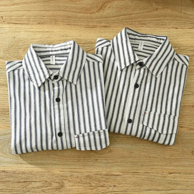 

Men's Long Sve Striped Square Ne irt Youth Loose Fit Thiened Autumn Casual Wear Daily Scene Faionable Clothing