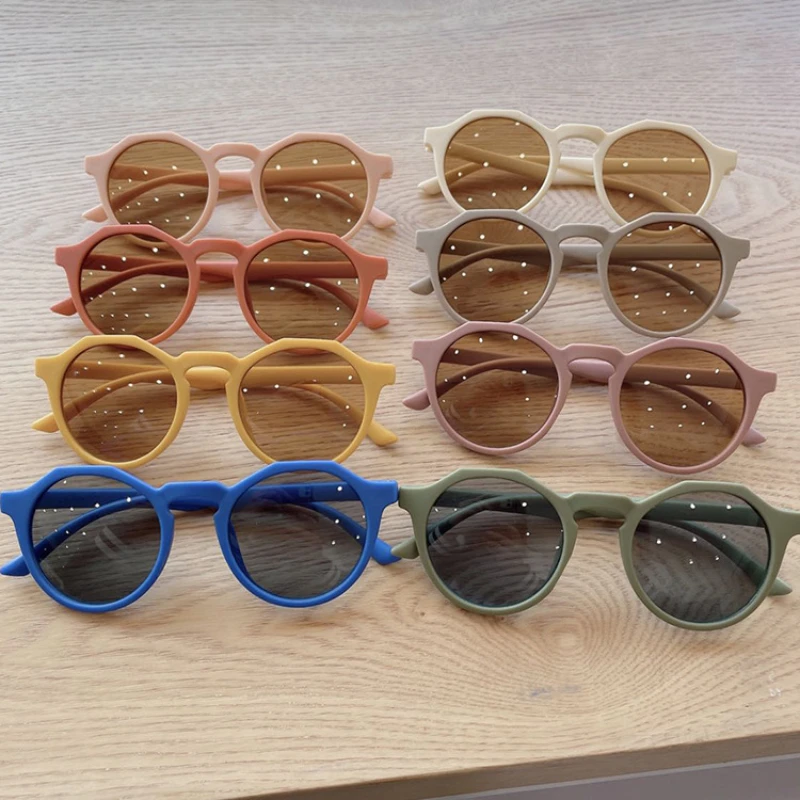 

2024 Fashion Children Round Frame Sunglasses Summer Outdoor Goggle Shades Baby Girls Acrylic Riding Sports UV400 Eyeglasses