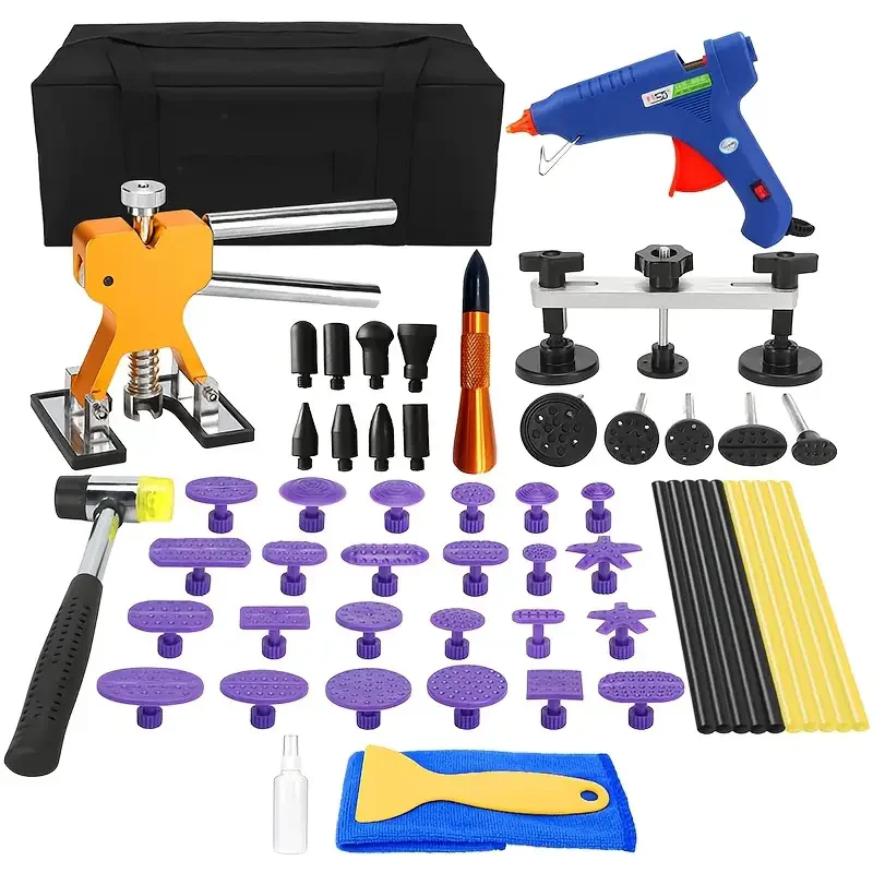 

Профессиональный набор для ремонта вмятин на кузове автомобиля, 56 шт., без покраски, с клеевым пистолетом, съемниками на присоске, вилкой европейского стандарта