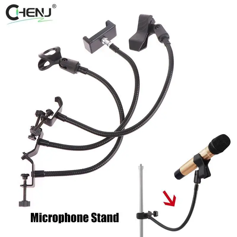 Flexible Mic Stand Universal Hose Shelves with Heavy Duty Desk Clamp Microphone Stand Mic Clip Holder Mic Arm Desk Mount