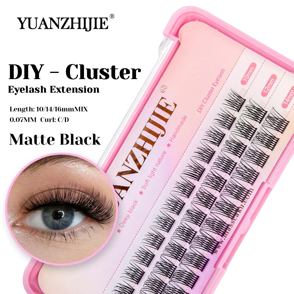 Hot Sale YUANZHIJIE Handmade Korean PBT Fiber DIY Clusters Eyelashes 3D Effect Rapid Grafting Russian Volume Eyelash Supplies