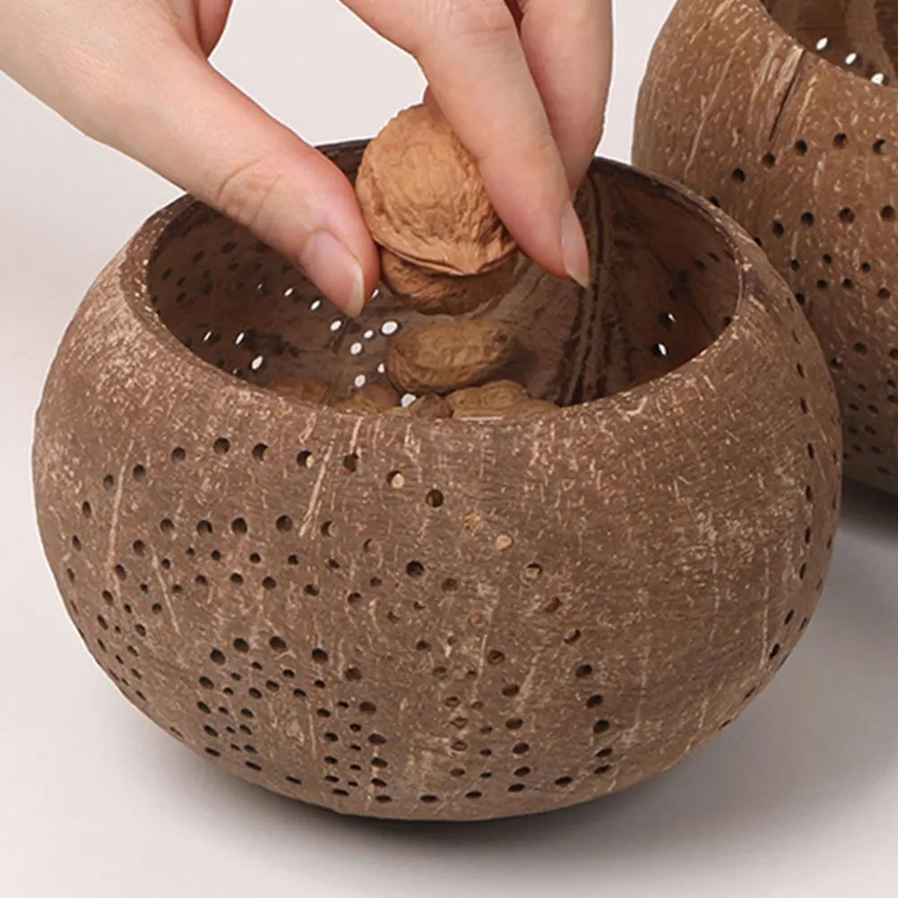 Tigela de salada de casca de coco exclusiva, tamanho grande, multiuso, tigela de servir alimentos, frutas, sobremesa, armazenamento de casca de coco