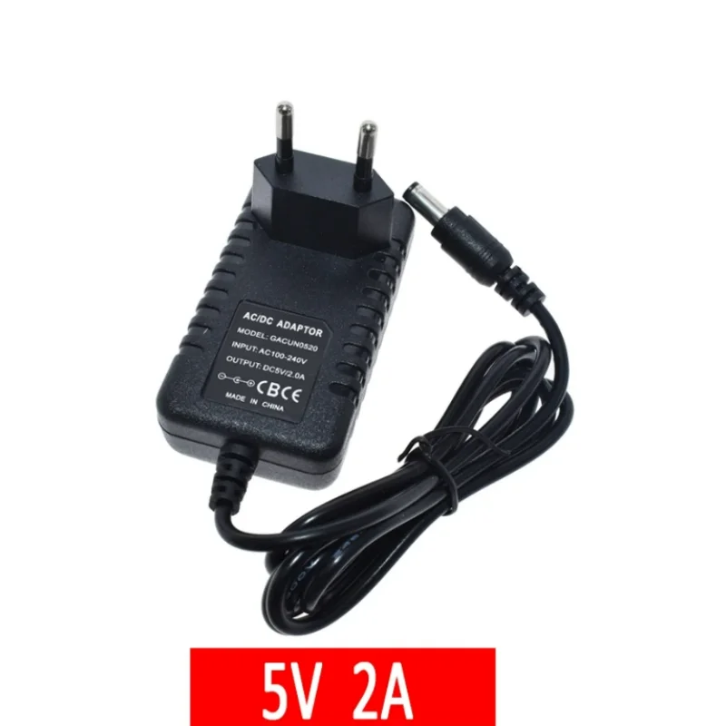AC to DC Power Adapter, 100-240V, 5V, 9V, 12V, 1A, 2A, 3A, 0.5A, EU Plug, 5.5mm x 2.5mm, Micro USB for Arduino
