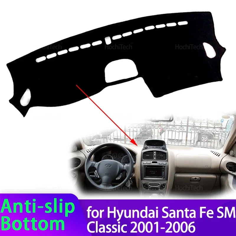 For Hyundai Santa Fe SM Classic 2001-2006 Car Dashboard Cover Avoid Light Pad Instrument Panel Mat Case Carpets