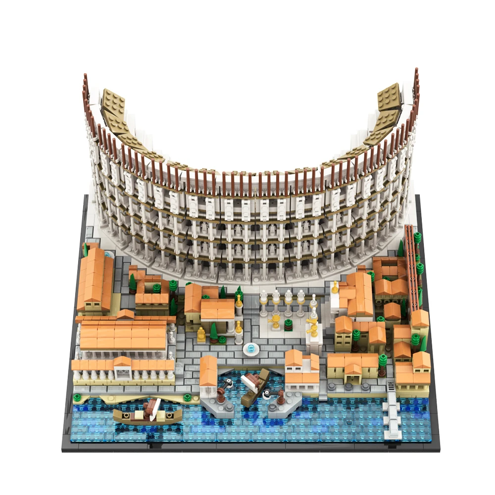 MOC Colosseum Model Building Blocks Elliptical Architecture Flavian Amphitheatre DIY Bricks Roman Forum Toy Sets Gift Kids Adult