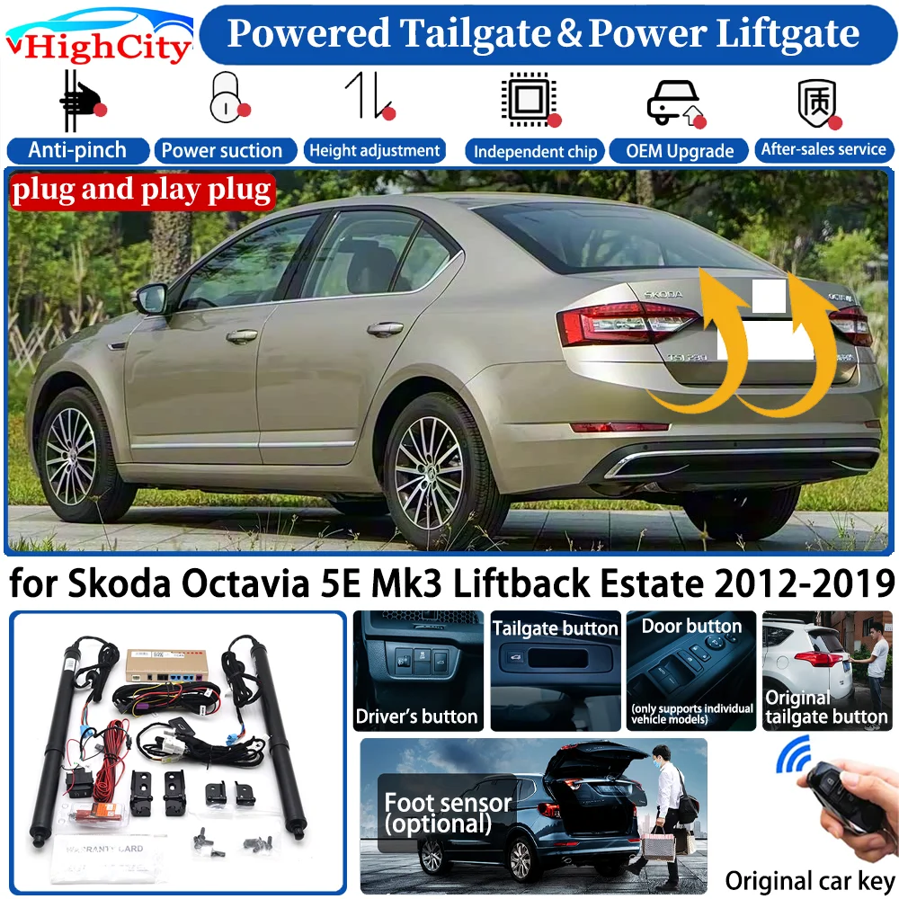 for Skoda Octavia 5E Mk3 Liftback Estate 2012-2019 Car Smart Powered Tailgate Power Liftgate System Intelligent Trunk Lift Kit