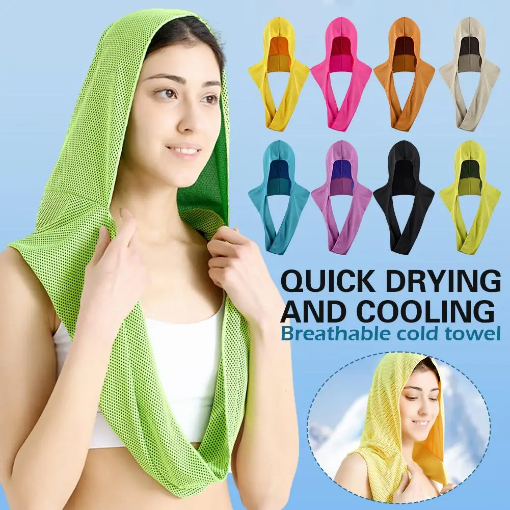 

Cooling Hoodie Towels For Hot Weather UPF 50+ Head & Neck Sun Protection Instant Cool Sweat Rag Cold Towel For Gym Ourdoor K0S8