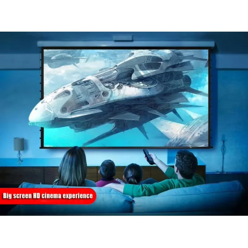 New Listing 4K ALR Black Crystal Tab-Tension   Electric Projector Screen Wall Mount & Ceiling Motorised Projection Screen