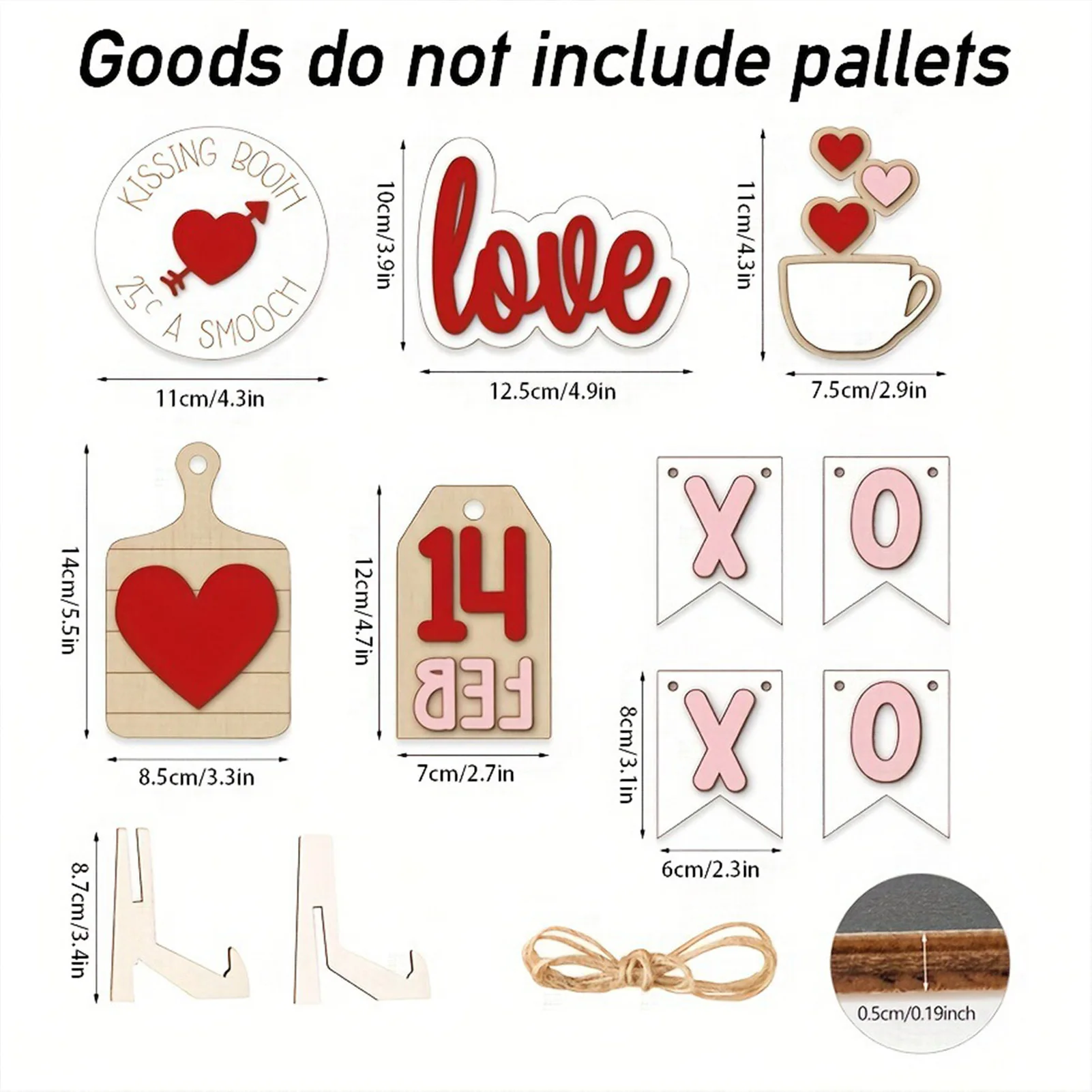 Valentines Wooden Signs Tray Set with Quality Material and Craftsmanship Ornament Suitable for Entryway Cabinet Counter