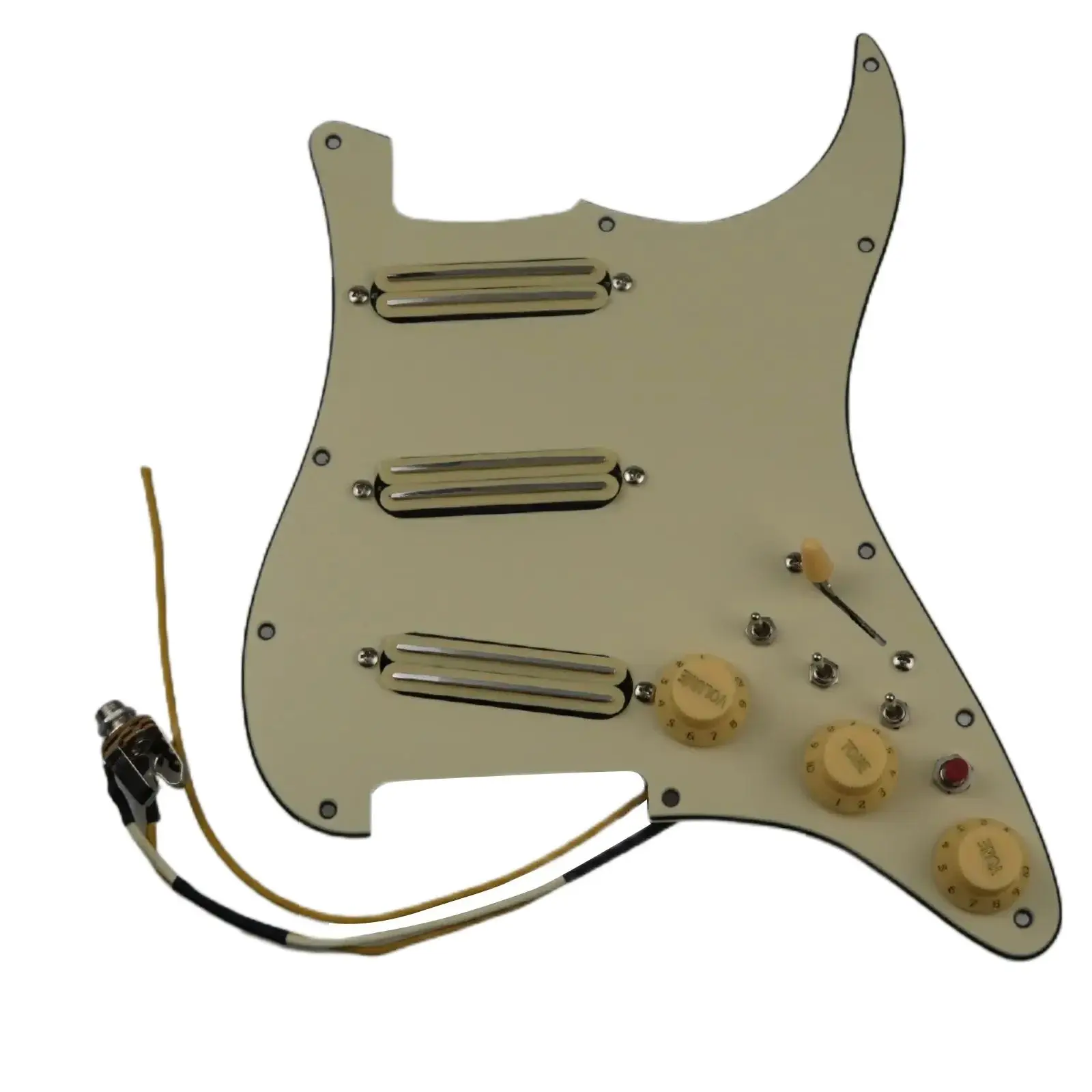 

Prewired SSS Pickguard Mini Humbucker Guitar Pickups High Output DCR Yellow Set Guitar Parts