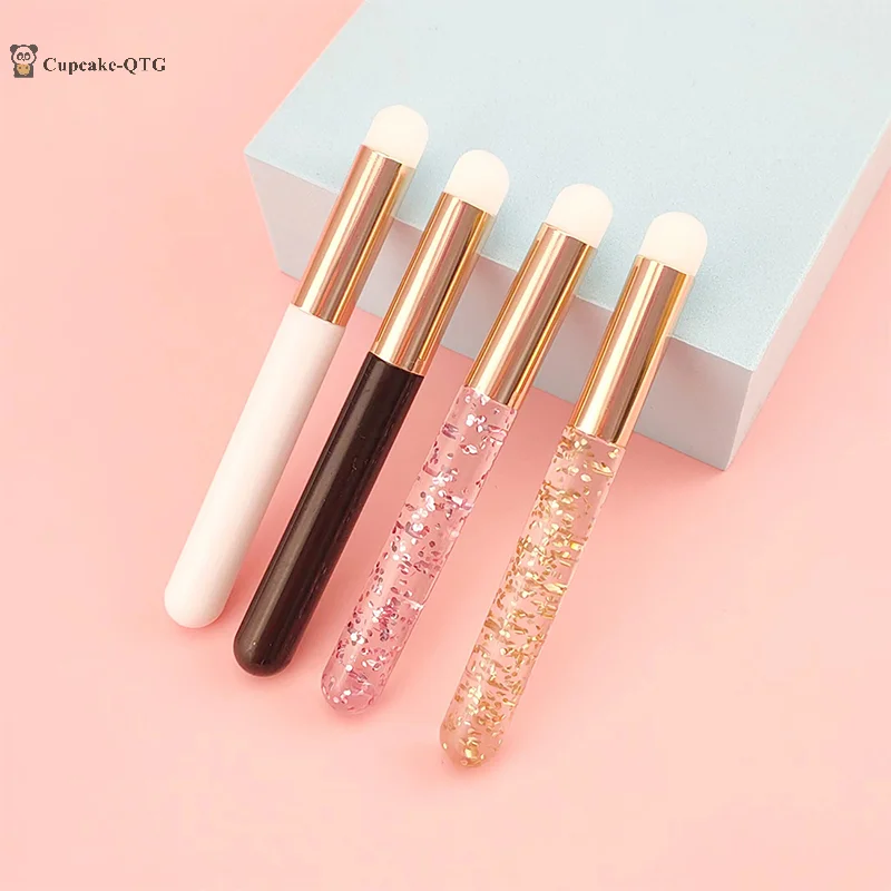 1 個丸頭リップブラシ化粧ブラシ口紅スマッジブラシミニチークブラシ