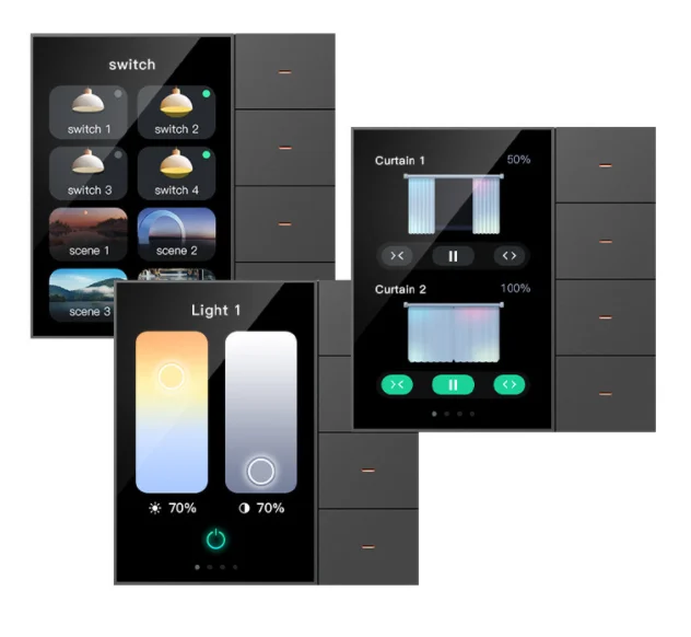 

New Products Tuya 3.5inch Multi-function 4-gang Relay Switch Panel for Light Control, Scene Control, Curtain Control